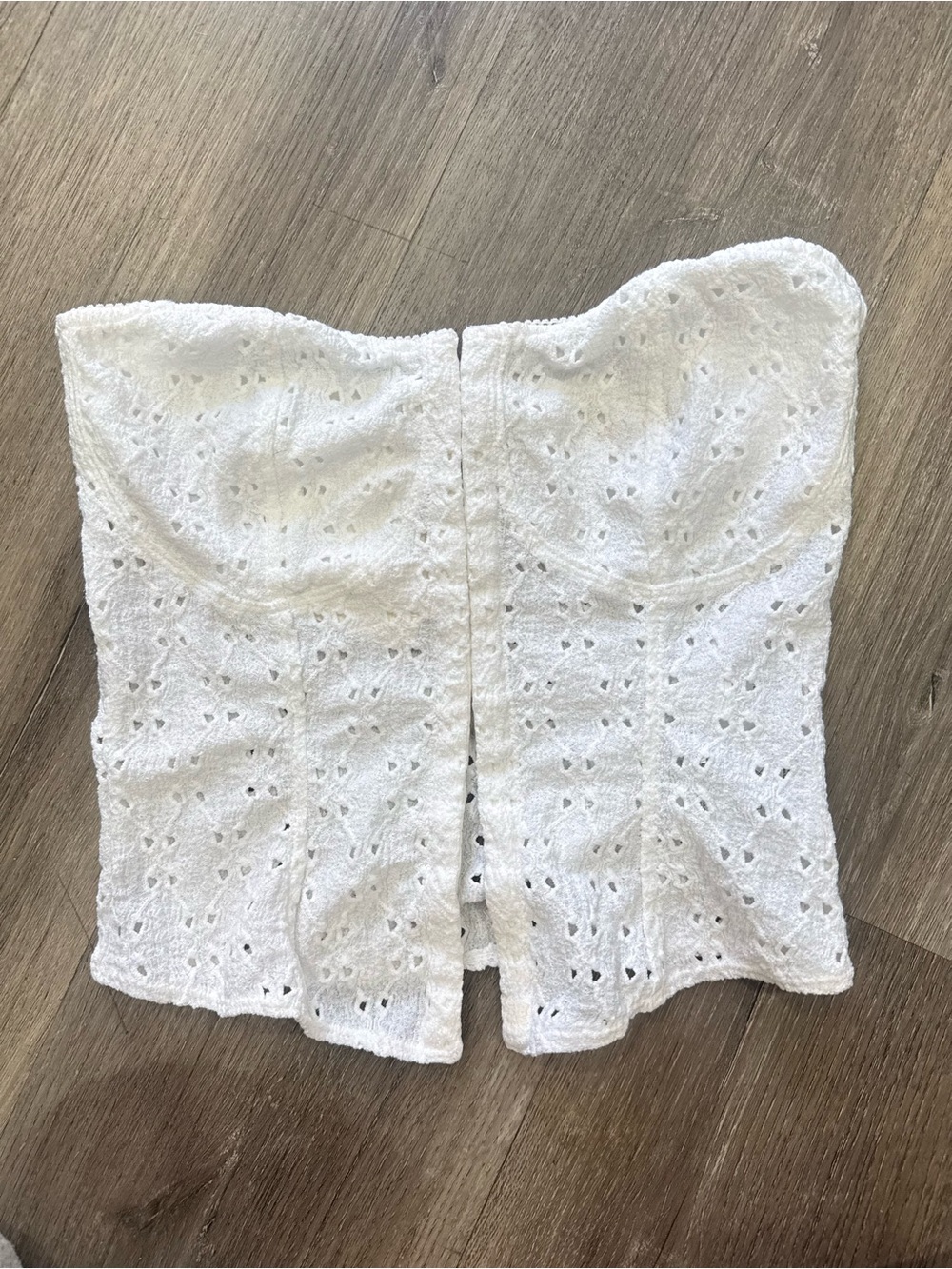 H&M White Eyelet Strapless Corset Top - Picture 2 of 4